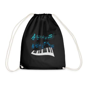 Musik Klavier spielen Pianist ich liebe Noten - Turnbeutel - Schwarz - Vorne