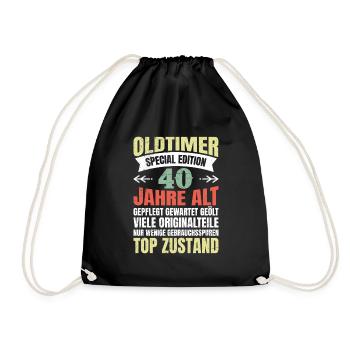 Oldtimer 40 Jahre alt 40. Geburtstag Herren - Turnbeutel - Schwarz - Vorne