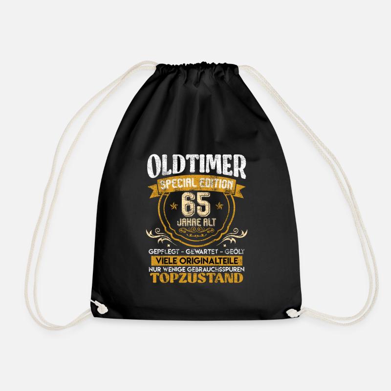 Classic car 65 years old 65 birthday - Drawstring Bag - black