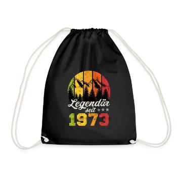 50. Geburtstag Jahrgang 1973 50 Jahre - Turnbeutel - Schwarz - Vorne