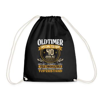 Oldtimer 40 Jahre gelaufen 40. Geburtstag Männer - Turnbeutel - Schwarz - Vorne