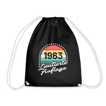 60. Geburtstag Original 1963 60 Jahre - Turnbeutel - Schwarz - Vorne