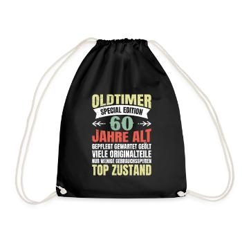 Oldtimer 60 Jahre alt 60. Geburtstag - Turnbeutel - Schwarz - Vorne