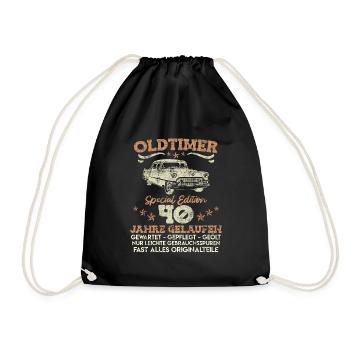 Oldtimer 40 Jahre gelaufen 40. Geburtstag Männer - Turnbeutel - Schwarz - Vorne