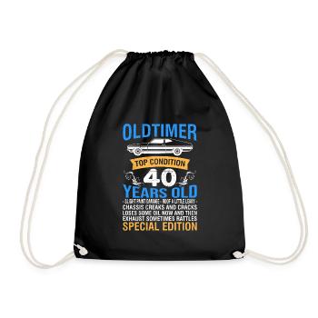 Oldtimer 40 Jahre alt 40. Geburtstag Herren - Turnbeutel - Schwarz - Vorne