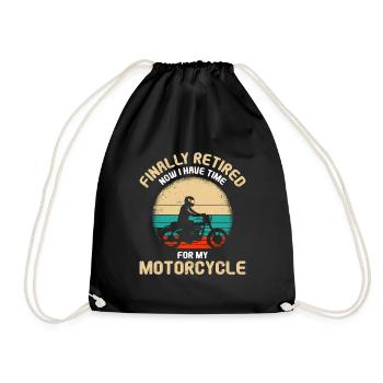 Motorcyclist pension biker motorcycle - Drawstring Bag - black - Front