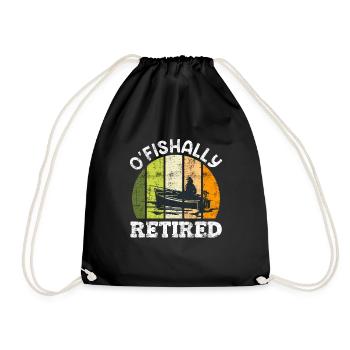 O Fishally Retired Angler in Rente - Drawstring Bag - black - Front