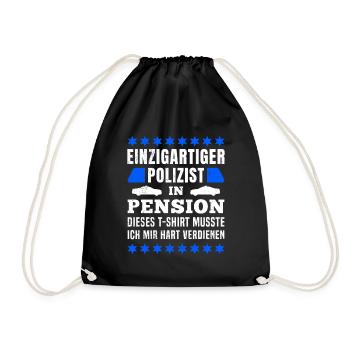 Polizist Pension Polizei Rente Rentner - Turnbeutel - Schwarz - Vorne