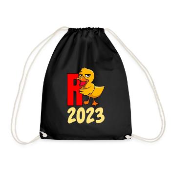 Rente 2023 R-Ente Pensionierung Ruhestand - Turnbeutel - Schwarz - Vorne