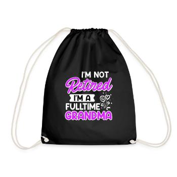 Full-time grandma retirement pensioner - Drawstring Bag - black - Front