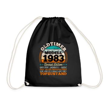 40. Geburtstag Oldtimer 1983 40 Jahre - Turnbeutel - Schwarz - Vorne