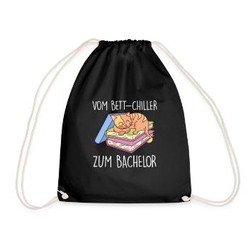 Vom Bett Chiller zum Bachelor - Turnbeutel - Schwarz - Vorne