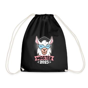 Alpaca with Master Hat Master Degree 2023 - Drawstring Bag - black - Front