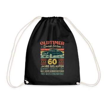 Oldtimer 60 Jahre alt 60. Geburtstag Mann - Turnbeutel - Schwarz - Vorne