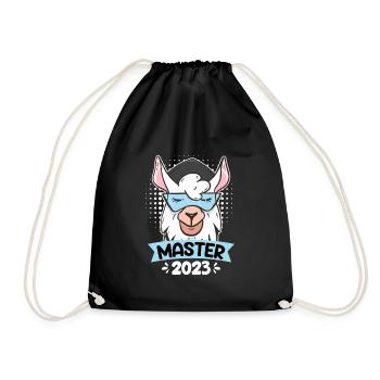 Alpaca with Master Hat Master Degree 2023 - Drawstring Bag - black - Front