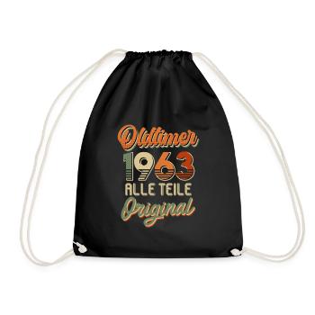 Oldtimer 1963 alle Teile Original 60. Geburtstag - Turnbeutel - Schwarz - Vorne