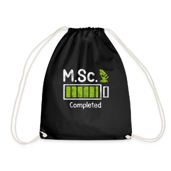 M.Sc completed Master Abschluss Master of Science - Turnbeutel - Schwarz - Vorne
