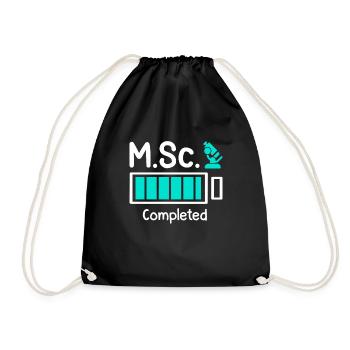 M.Sc completed Master Abschluss Master of Science - Turnbeutel - Schwarz - Vorne