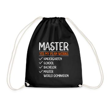 My Plan Goes to World Domination Master's Degree - Drawstring Bag - black - Front