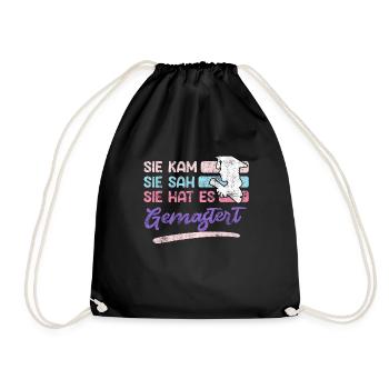 She came she saw her mastered master's degree - Drawstring Bag - black - Front