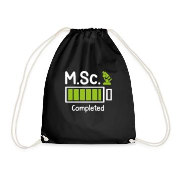 M.Sc completed Master Abschluss Master of Science - Turnbeutel - Schwarz - Vorne