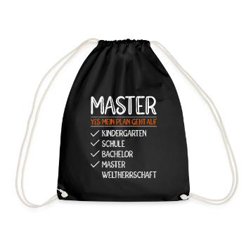 My Plan Goes to World Domination Master's Degree - Drawstring Bag - black - Front