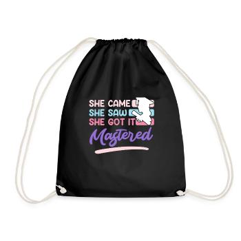 She came she saw her mastered master's degree - Drawstring Bag - black - Front