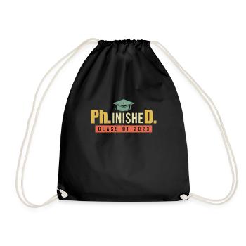Phinished Ph.D Abschluss 2023 Doktor Doktortitel - Turnbeutel - Schwarz - Vorne