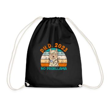 PhD Graduated 2023 No Probllama PhD Doctoral Degree - Drawstring Bag - black - Front