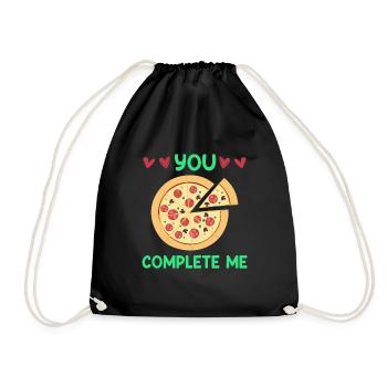 Lovers Dinner Date Pizza Love Valentine's Day - Drawstring Bag - black - Front