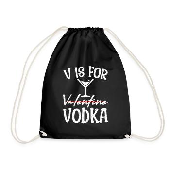 V steht für Vodka lustiges Valentinstag - Turnbeutel - Schwarz - Vorne