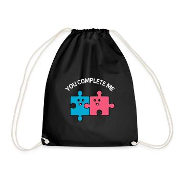 Valentine's Day Saying You complete me - Drawstring Bag - black - Front