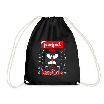 Perfect Match! Pinguin Liebe Valentinstag - Turnbeutel - Schwarz - Vorne