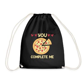 Lovers Dinner Date Pizza Love Valentine's Day - Drawstring Bag - black - Front