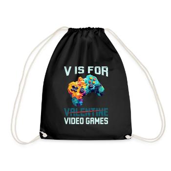 V stands for Video Games not Valentine's Day - Drawstring Bag - black - Front