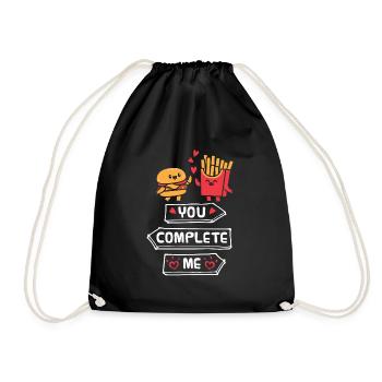 You complete me! Fast Food Lover Burger fries - Drawstring Bag - black - Front