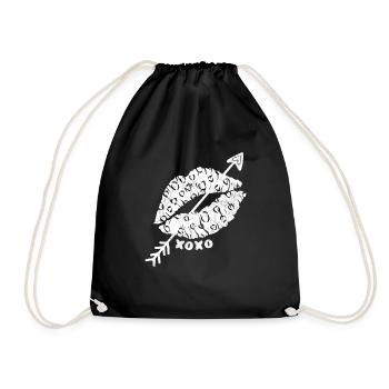 Embrasser la bouche Amour Saint-Valentin - Sac de sport léger - noir - Devant