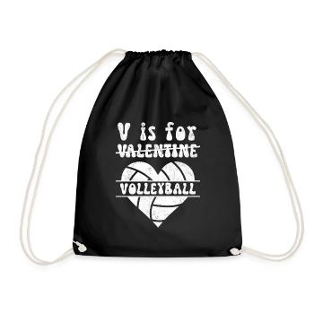 V steht für Volleyball nicht Valentinstag - Turnbeutel - Schwarz - Vorne