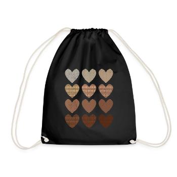 Black Hearts Afro Melanin African Woman - Drawstring Bag - black - Front