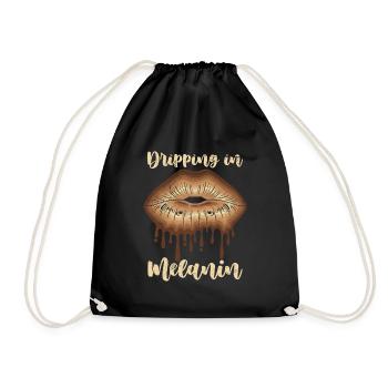 Melanin Chocolate Lips African Woman - Drawstring Bag - black - Front