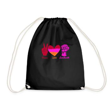 Peace Love Juneteenth African Woman - Drawstring Bag - black - Front
