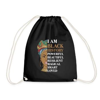 Black History a strong African woman - Drawstring Bag - black - Front