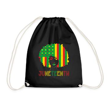 Juneteenth Independence America African Woman - Drawstring Bag - black - Front