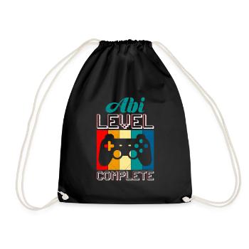 Abitur Level complete Abi 2023 Gamer - Turnbeutel - Schwarz - Vorne