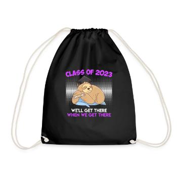 Abitur Sloth Abi 2023 Class 2023 High School Graduates - Drawstring Bag - black - Front