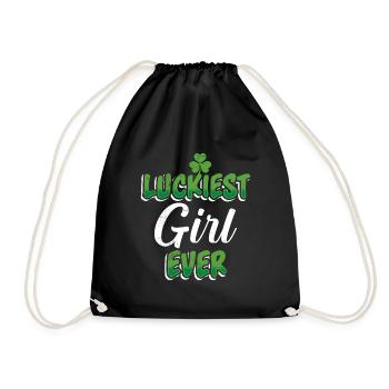 St. Patrick’s Day Spruch Luckiest Girl ever - Turnbeutel - Schwarz - Vorne