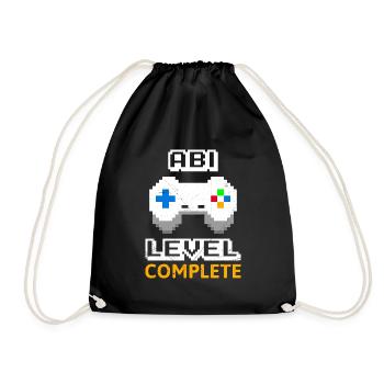 Abitur Level complete Abi 2023 Gamer - Turnbeutel - Schwarz - Vorne
