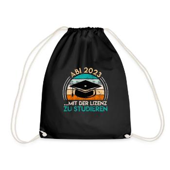 Abi 2023 Abitur mit der Lizenz zu Studieren - Turnbeutel - Schwarz - Vorne