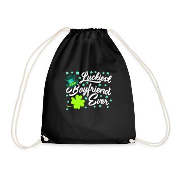 Luckiest Boyfriend ever Valentine's Day - Drawstring Bag - black - Front