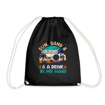 Plage ensoleillée un verre à la main fête de vacances - Sac de sport léger - noir - Devant